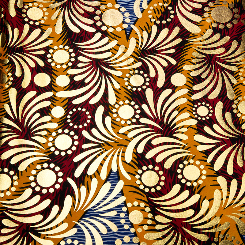 TMIE-06-6 Print Gold Bazin Tyg