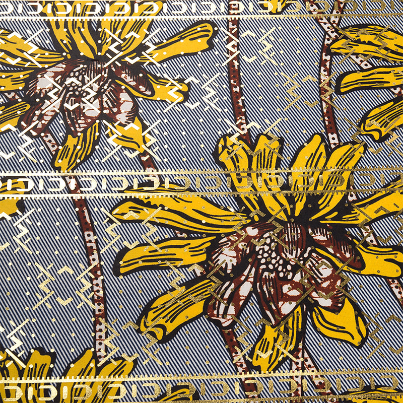 TMIE-06-6 Print Gold Bazin Tyg