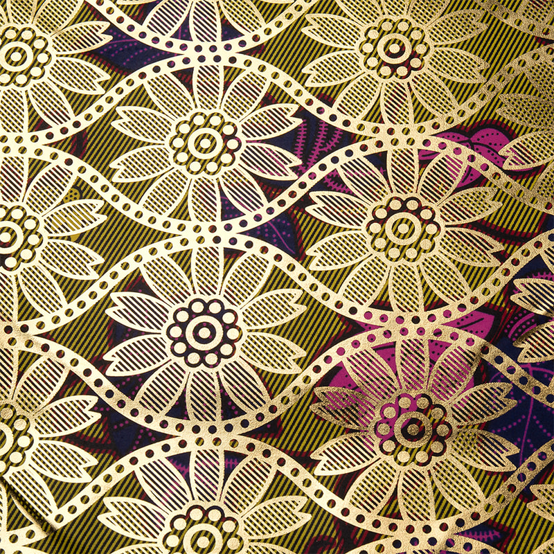 TMIE-06-6 Print Gold Bazin Tyg
